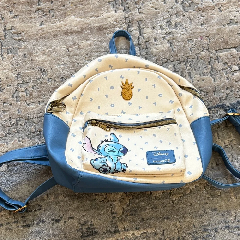 Disney Stitch Blue and Cream Kids Backpack loungefly